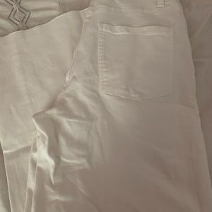 White wide legged cropped pants